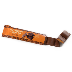 Milk Chocolate Caramel Bar with creamy caramel filling wrapped in smooth milk chocolate.