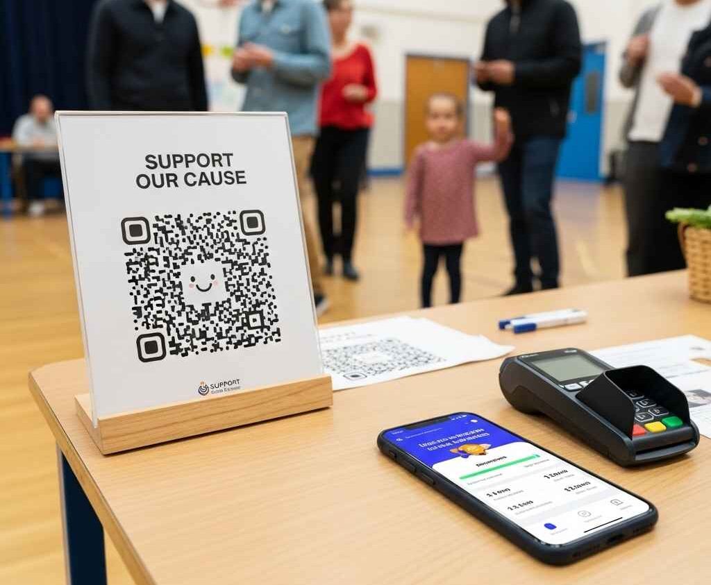 Cashless giving options for youth fundraisers using QR codes and mobile payments.