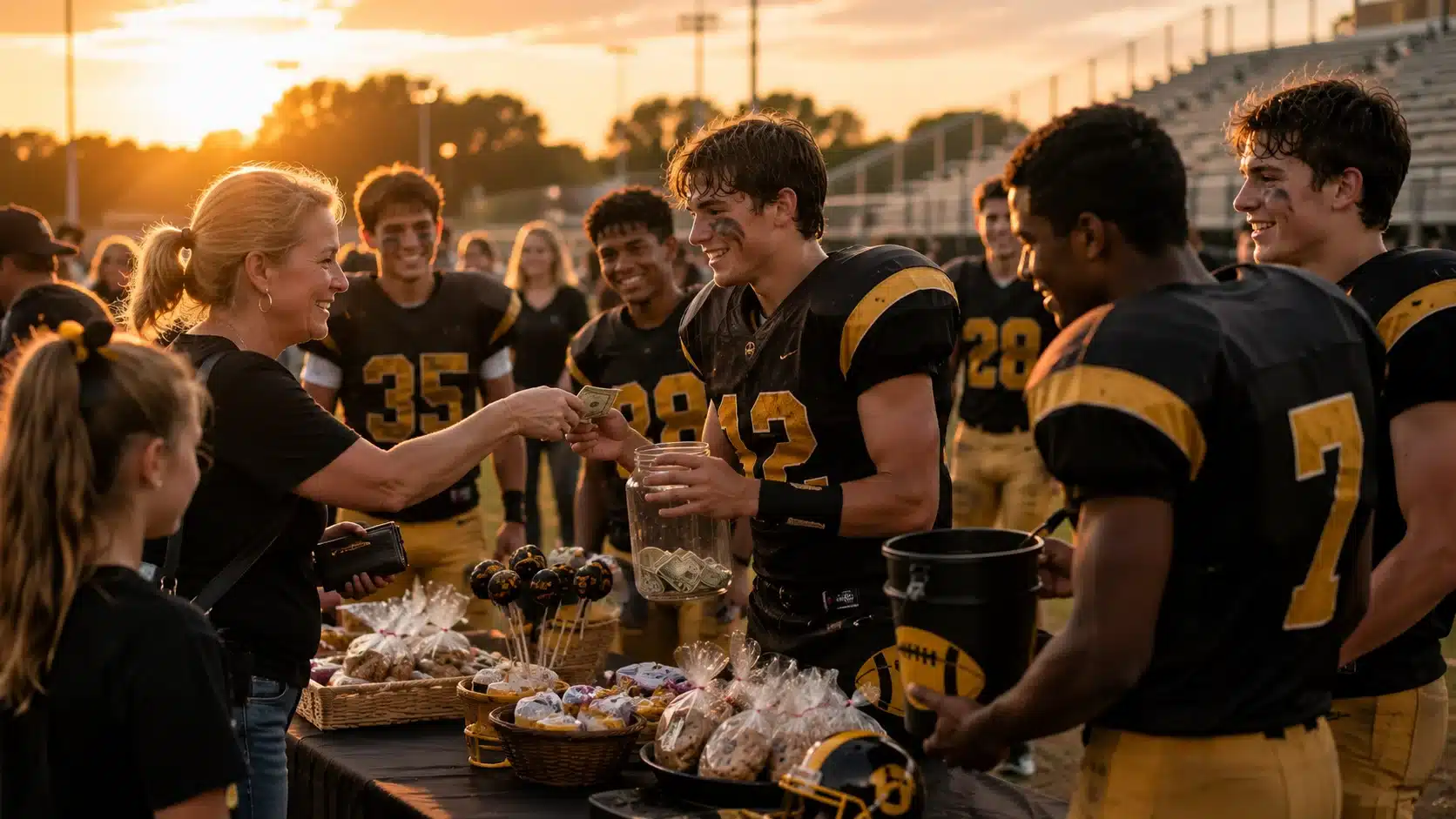 Football Team fundraising for their team goal
