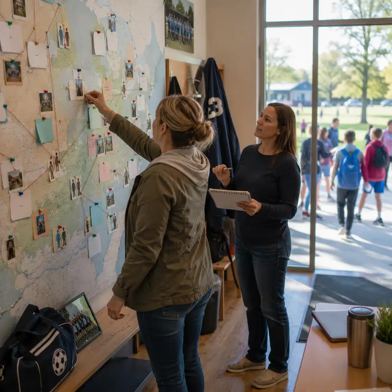 Fundraising organizer mapping local and remote supporter groups to plan an accessible community campaign.